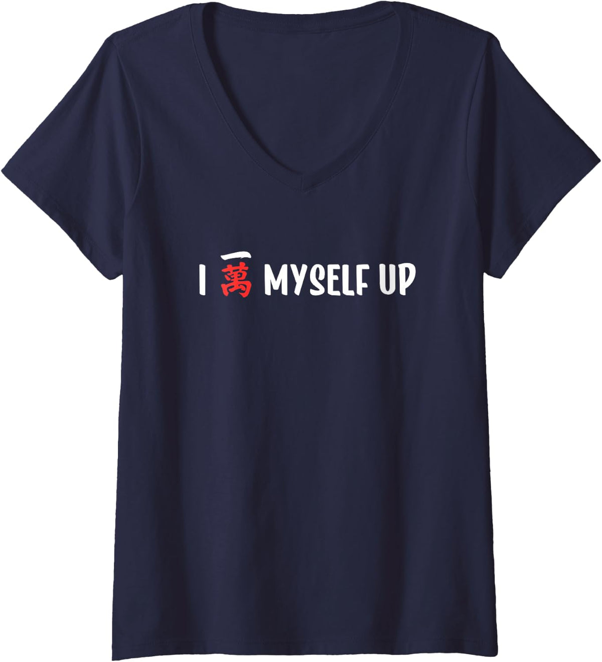 Women's I Crack Myself Up Mahjong V-Neck T-Shirt - Navy Blue