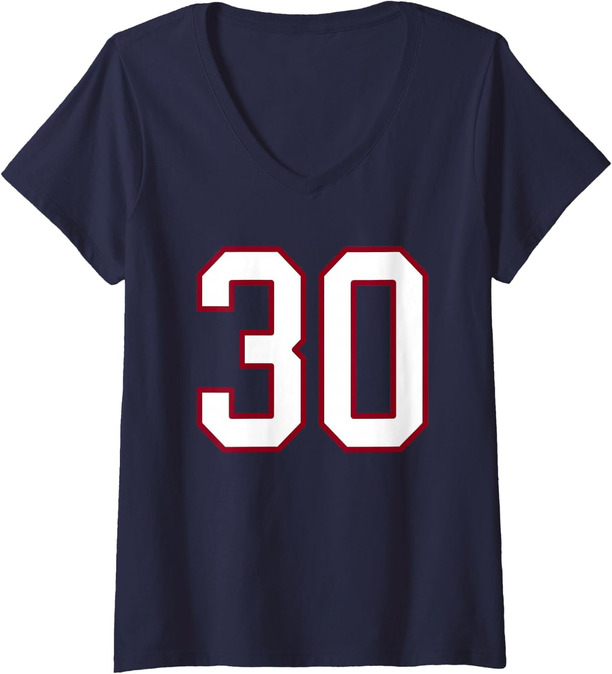 Women's Maroon and White Number 30 Jersey Player Uniform #30 V-Neck T-Shirt - Navy Blue