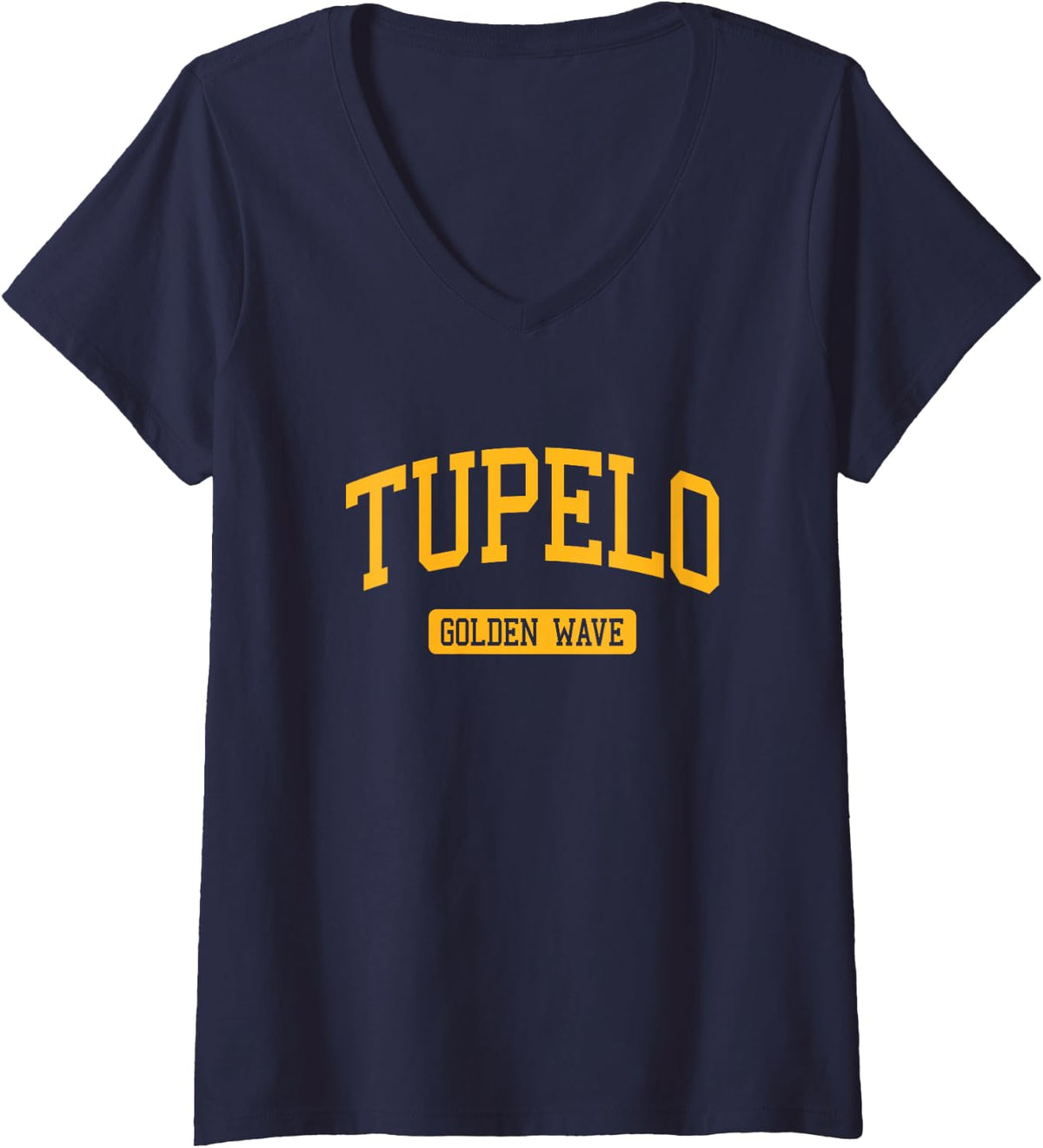 Women's Tupelo High School HS Tupelo MS Varsity Sports V-Neck T-Shirt - Navy Blue