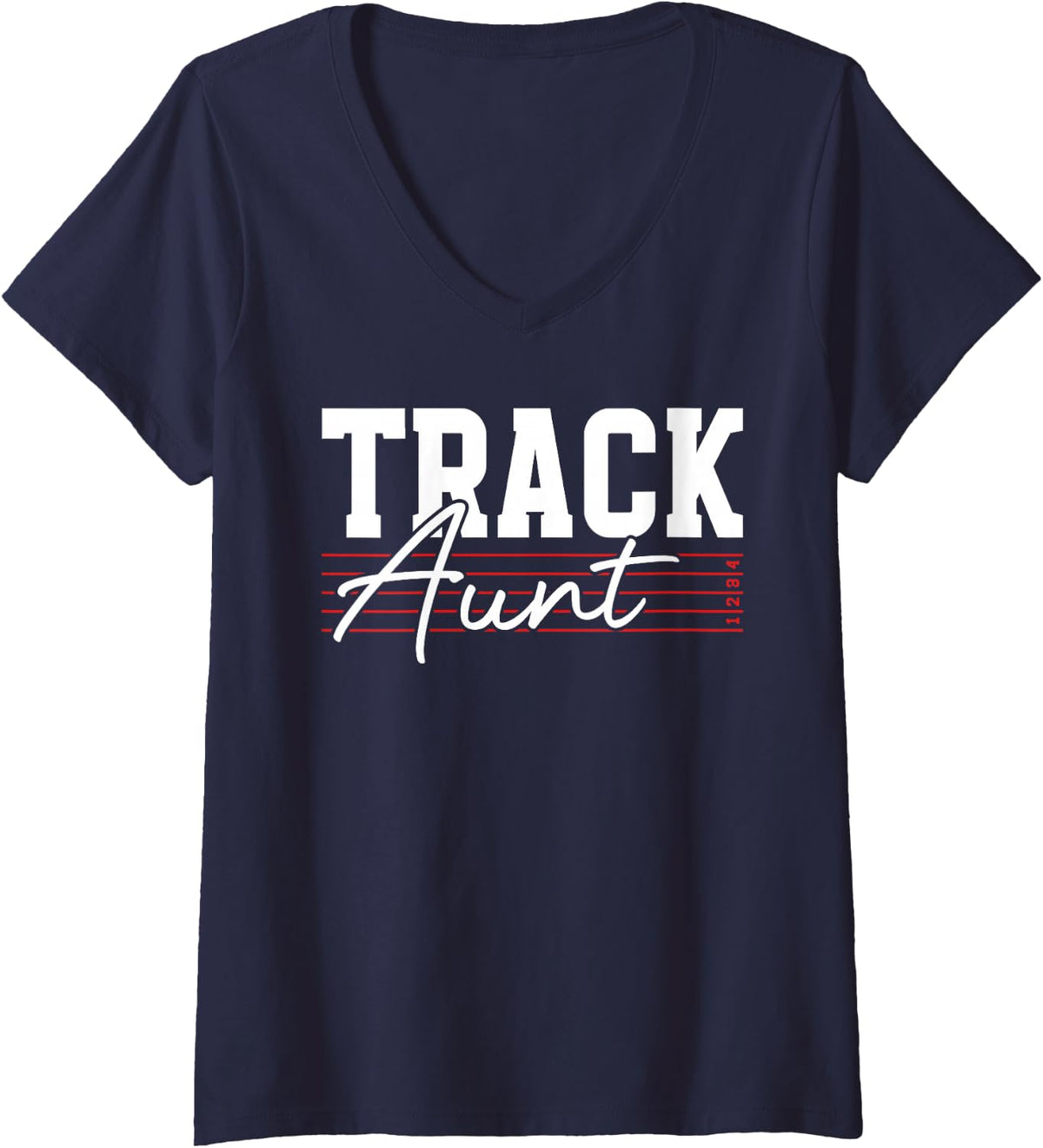 Women's Track Aunt of A Track and Field Athlete Aunt V-Neck T-Shirt - Navy Blue