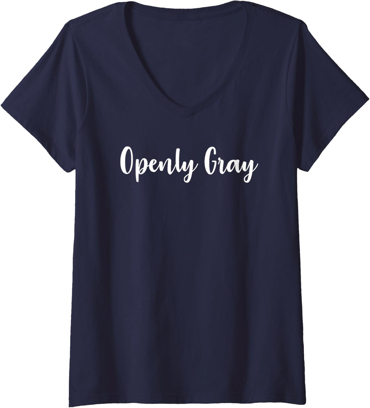 Womens Openly Gray Natural Hair Ladies Gray Hair V-Neck T-Shirt - Navy Blue