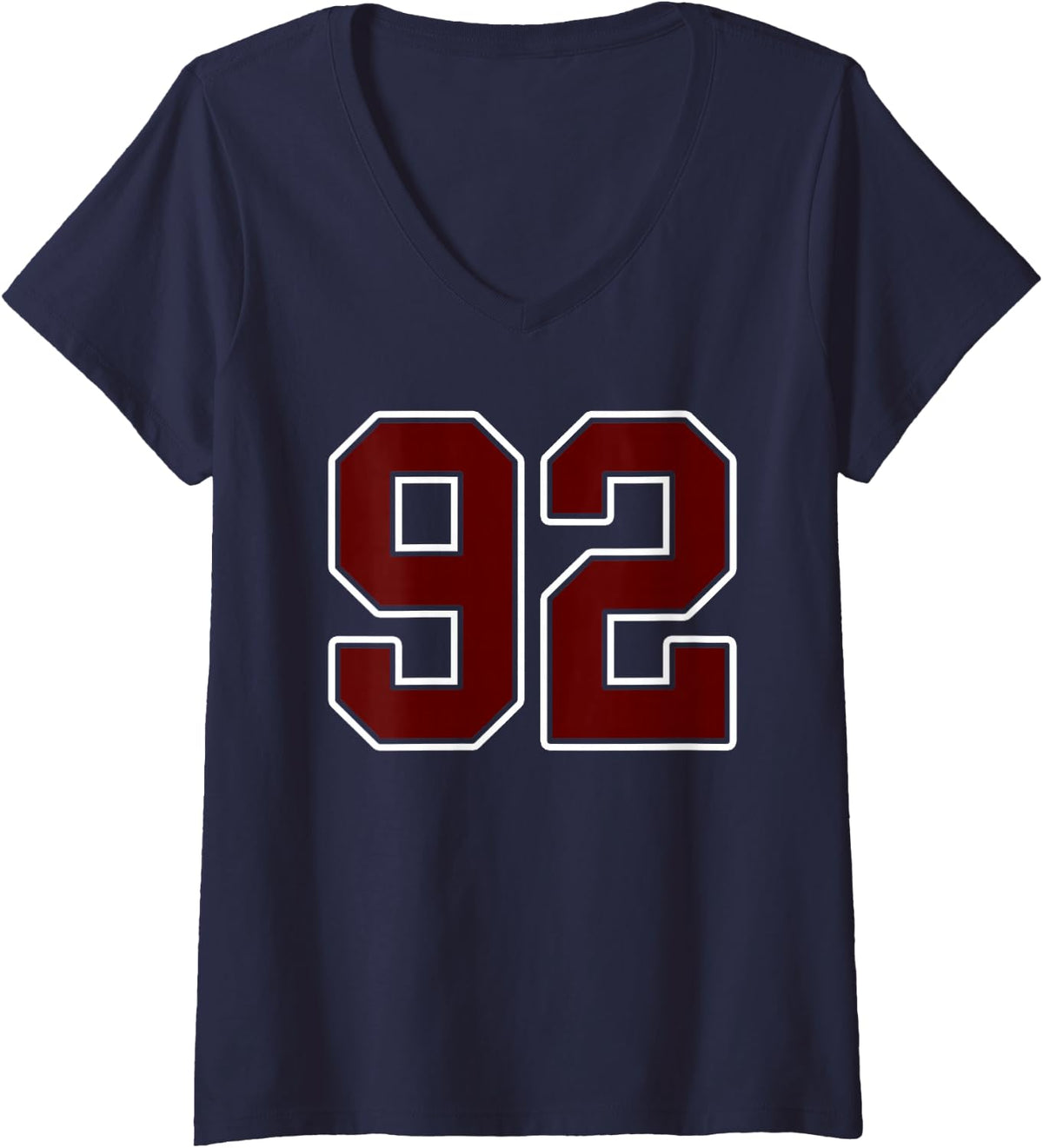 Women's Maroon and White Number 92 Jersey Player Uniform #92 Fan V-Neck T-Shirt - Navy Blue