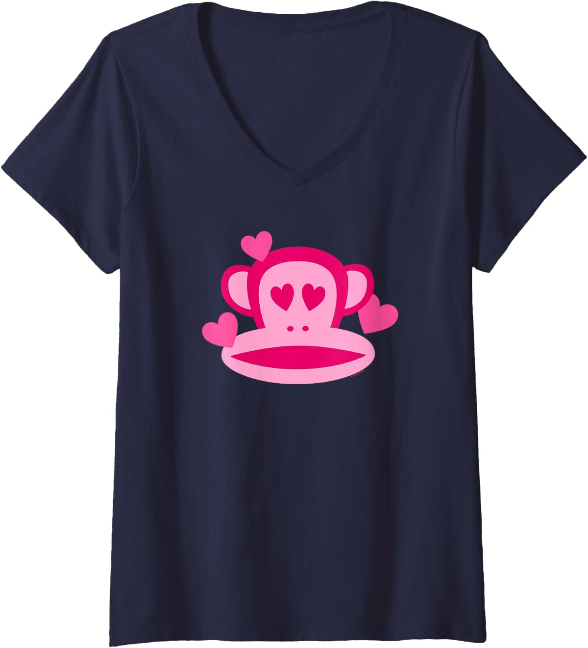 Womens Paul Frank Valentine's Day Julius Logo V-Neck T-Shirt - Navy Blue