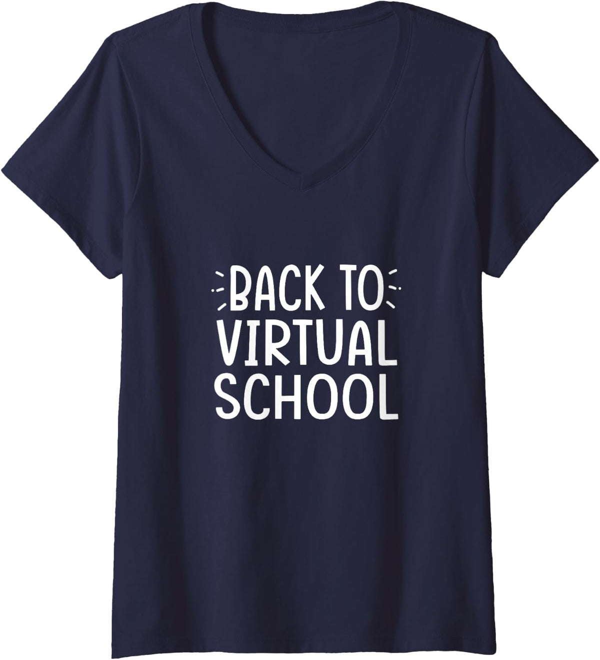 Women's Back to Virtual School Teacher Students V-Neck T-Shirt - Navy Blue