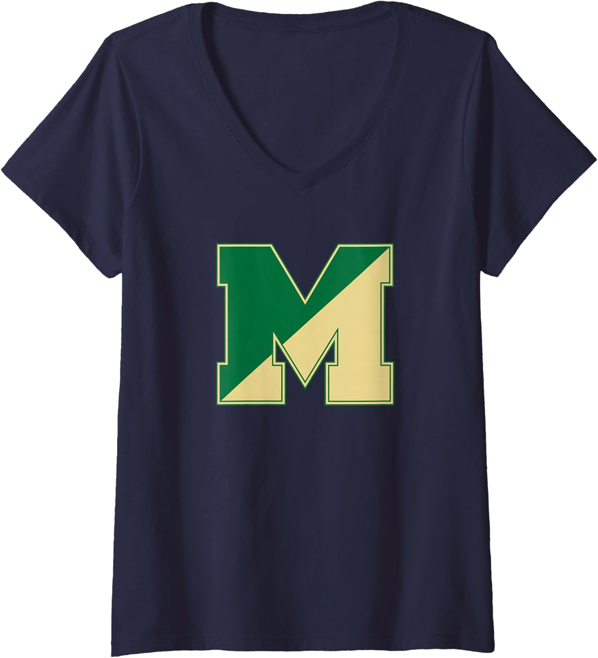 Women's Brick Township Memorial Mustangs V-Neck T-Shirt - Navy Blue