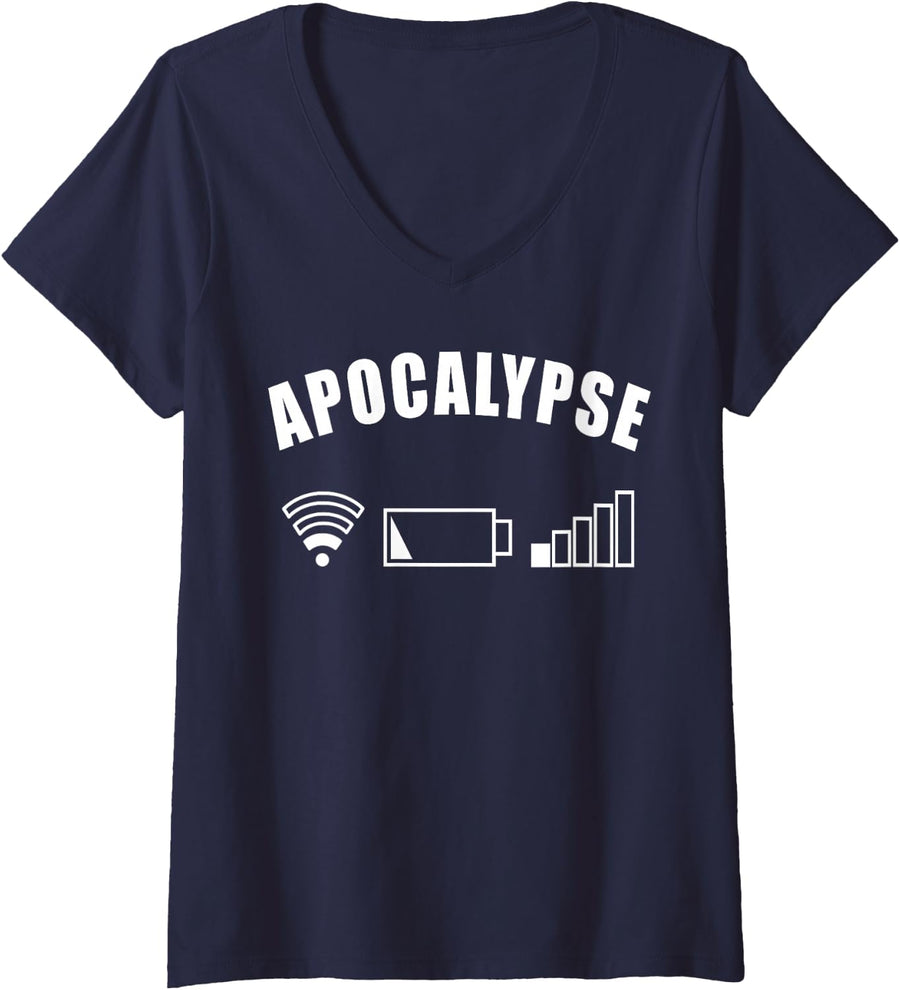 Women's Fun Gift Programmer IT PC Nerd Computer Gamer Boys Men Kids V-Neck T-Shirt - Navy Blue