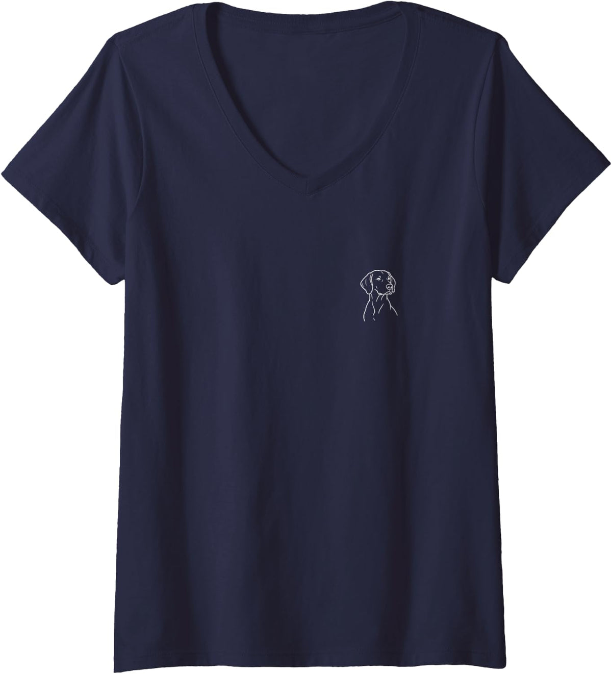 Women's Vizsla Dog Lover Cute Minimalist Doodle Pocket V-Neck T-Shirt - Navy Blue