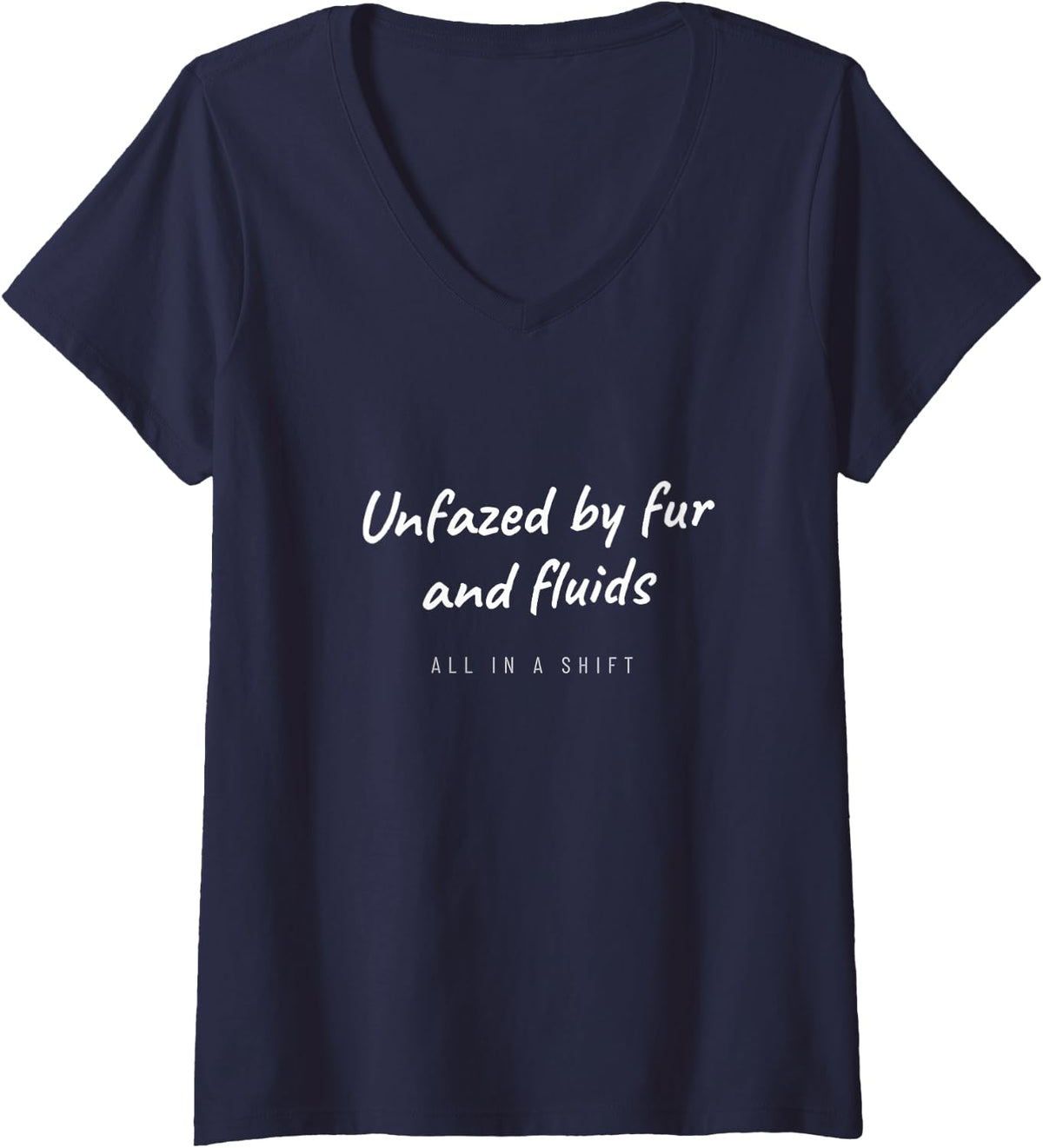 Women's Vet Tech Vet Nurse Animal Hospital Fur Babies Animal Care V-Neck T-Shirt - Navy Blue