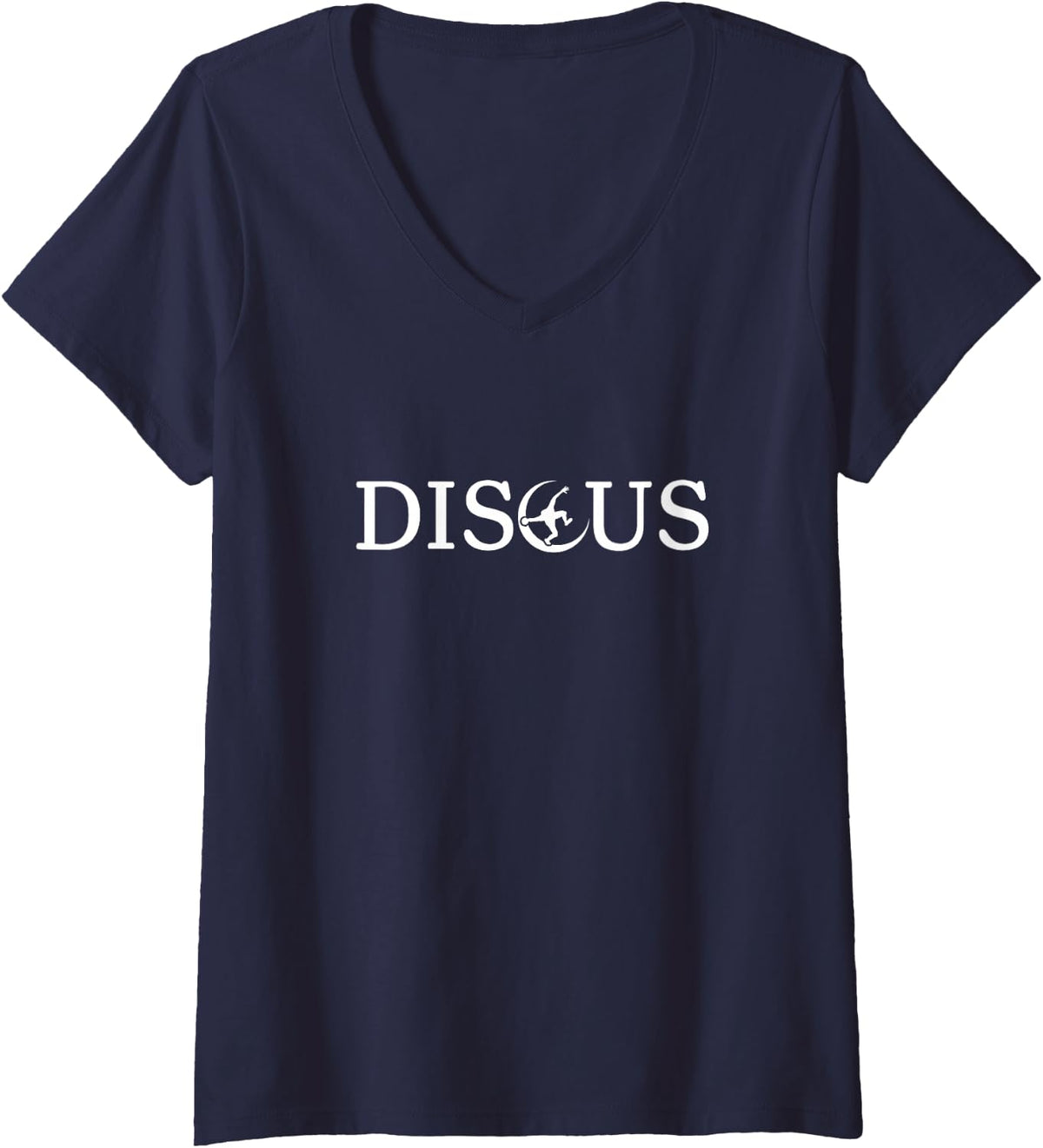 Women's Track and Field Discus Throwing Athlete V-Neck T-Shirt - Navy Blue
