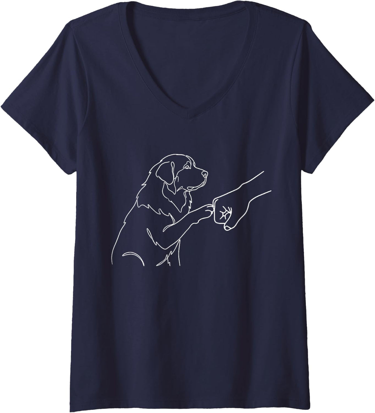 Women's Great Pyrenees Fist Bump V-Neck T-Shirt - Navy Blue