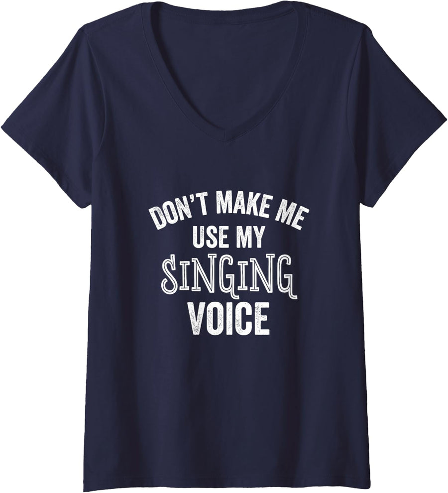 Women's Singing Voice Funny Singer Choir Chorus Music Teacher Gift V-Neck T-Shirt - Navy Blue