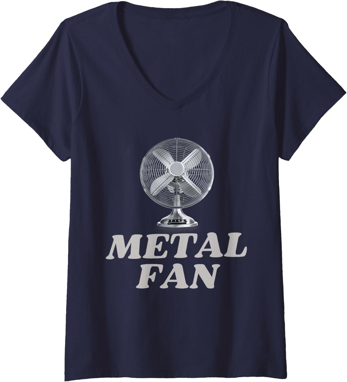 Women's Metal Fan Music Pun Rock and Roll Edgy Joke Meme Unique Joke V-Neck T-Shirt - Navy Blue