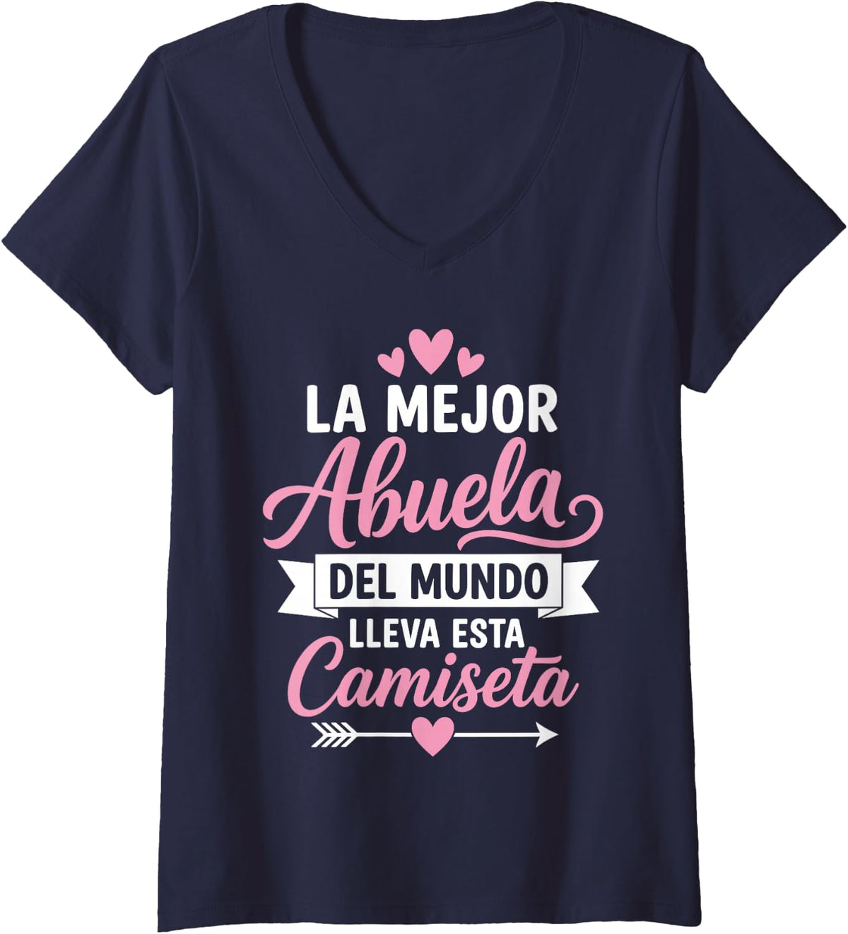 Women's Mejor Abuela Art for Grandma Nana Mothers Day Best Abuela V-Neck T-Shirt - Navy Blue