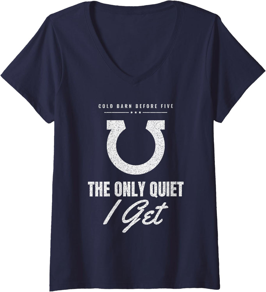 Women's Saddle Farm Horseback Quotes Horse Riding V-Neck T-Shirt - Navy Blue
