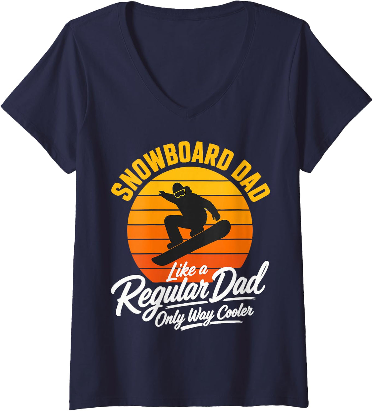 Women's Snowboard Dad Rider Father Snowboarding V-Neck T-Shirt - Navy Blue