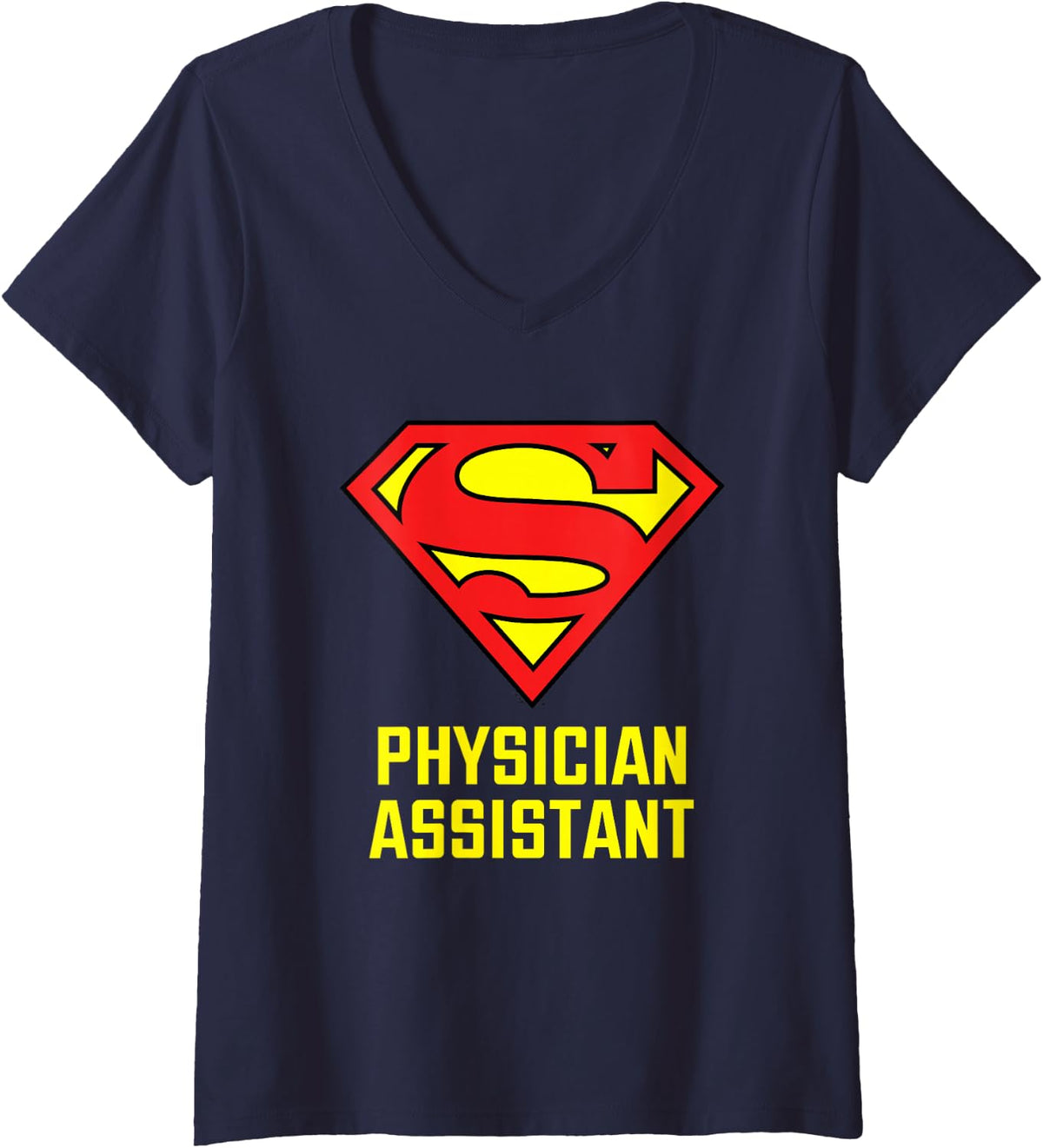 Women's Superman Super Physician Assistant V-Neck T-Shirt - Navy Blue