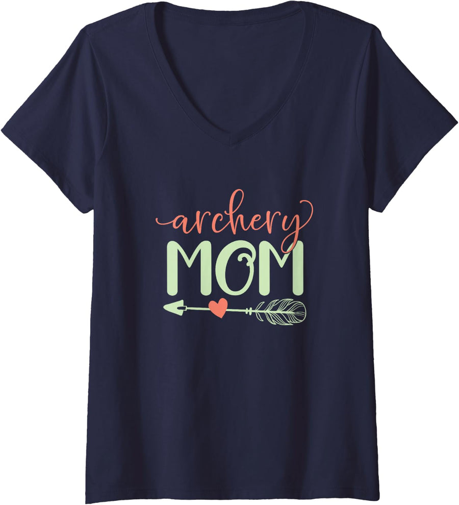 Women's Archery Mom Archer Archery Gift V-Neck T-Shirt - Navy Blue