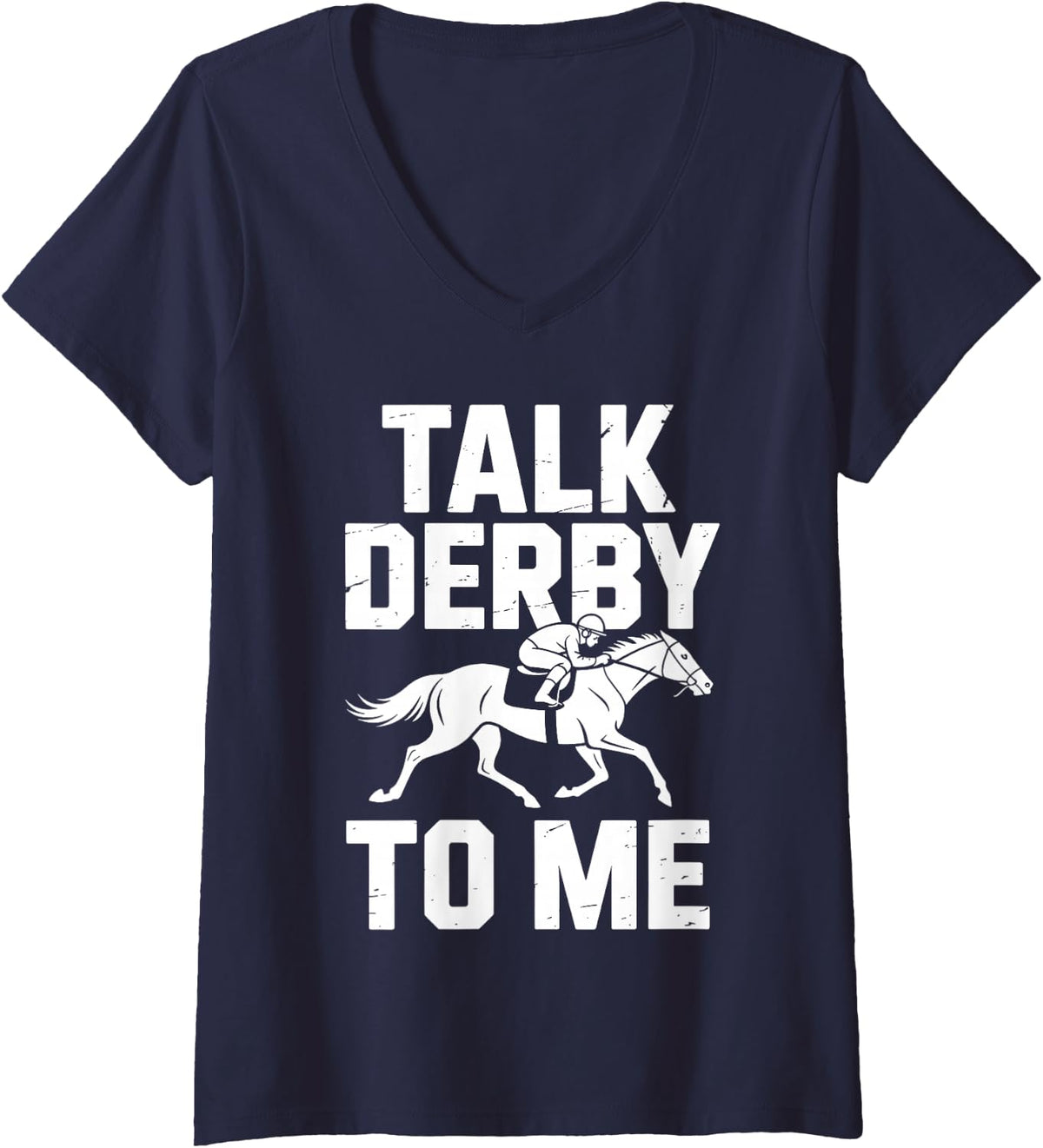 Women's Cool Horse Racing Art for Men Women Jockey Horse Racer V-Neck T-Shirt - Navy Blue