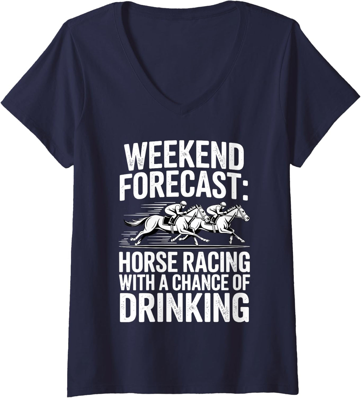 Women's Funny Horse Racing Design for Men Women Horse Racing Lovers V-Neck T-Shirt - Navy Blue