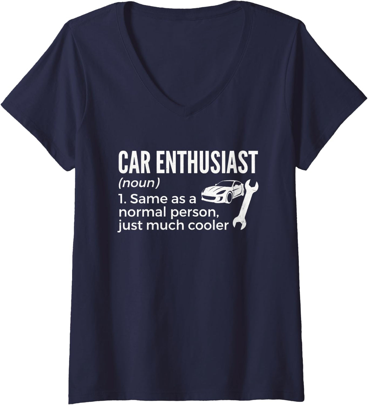 Women's Funny Car Enthusiast Definition Auto Mechanic Car Guy V-Neck T-Shirt - Navy Blue