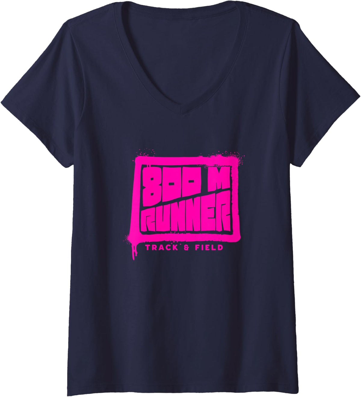 Women's 800 Meter Runner - Track and Field V-Neck T-Shirt - Navy Blue