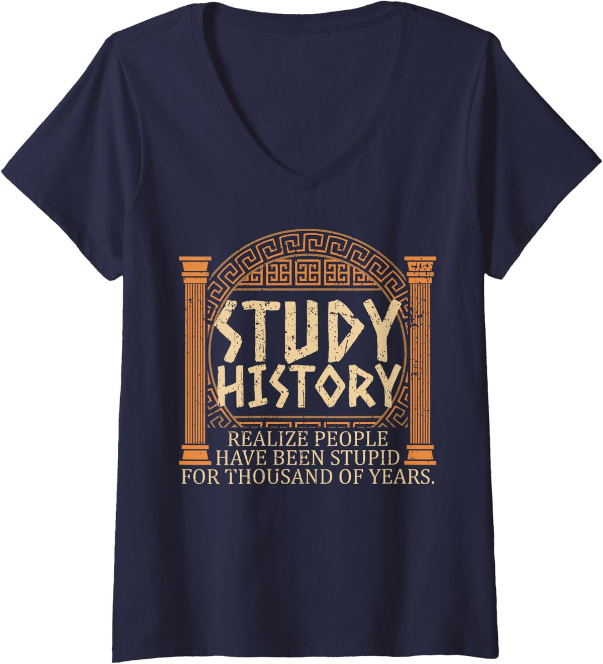 Women's History Social Studies Historian for History Teacher V-Neck T-Shirt - Navy Blue