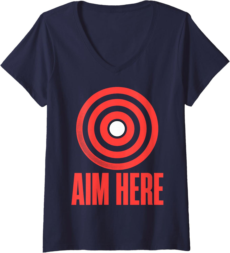 Women's Funny Archery Target Bullseye Bow Hunter Archer V-Neck T-Shirt - Navy Blue