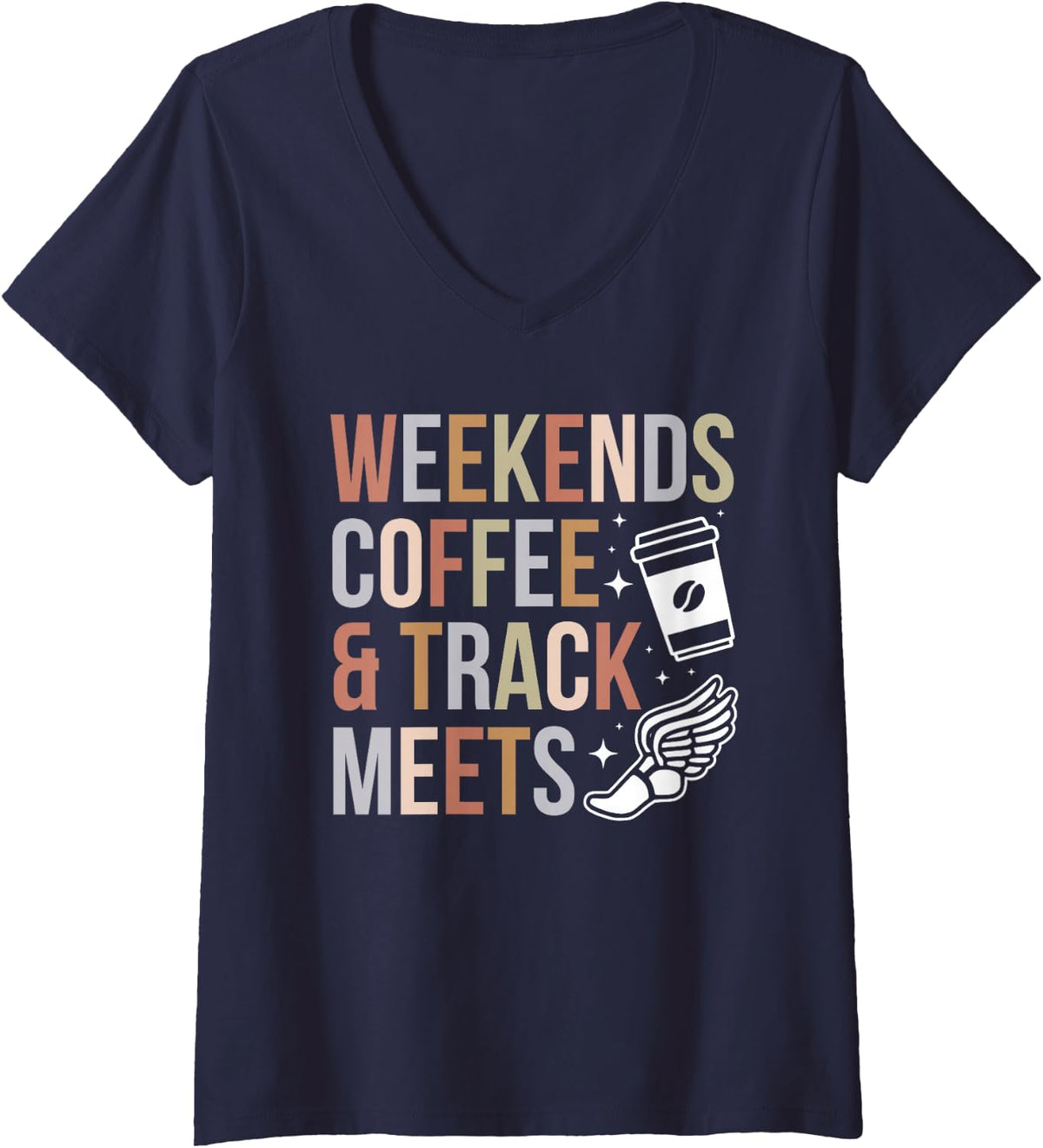 Women's Track Meets Track and Field Mom Track Mama Track Mother V-Neck T-Shirt - Navy Blue