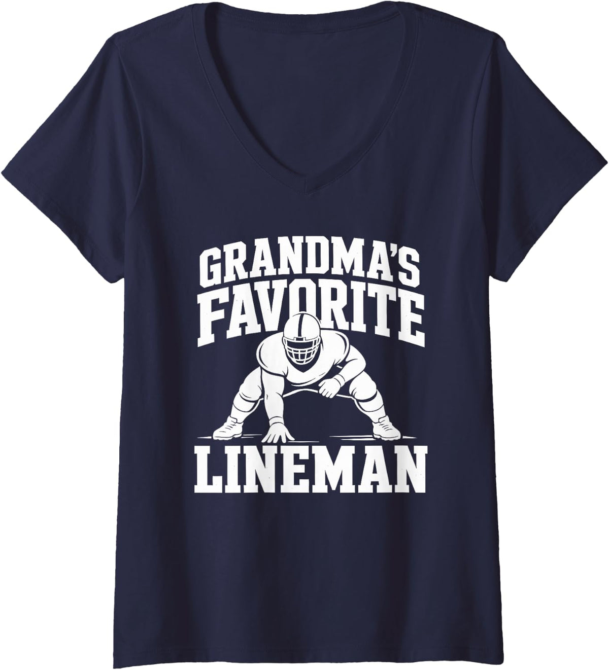 Women's Football Lineman Grandma's Favorite V-Neck T-Shirt - Navy Blue