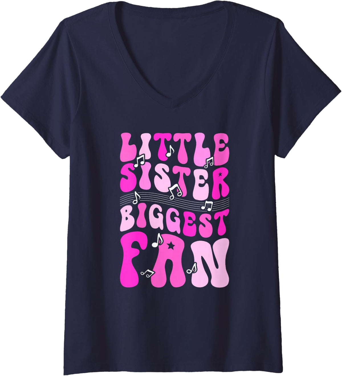 Women's Little Sister Choir Sister of A Choir Member Choir Sis V-Neck T-Shirt - Navy Blue