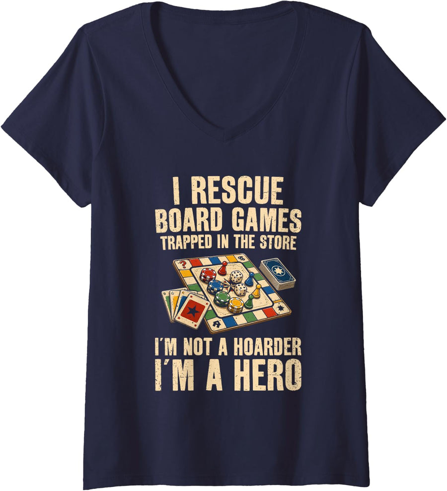 Women's Board Games Funny Tabletop Gamer V-Neck T-Shirt - Navy Blue