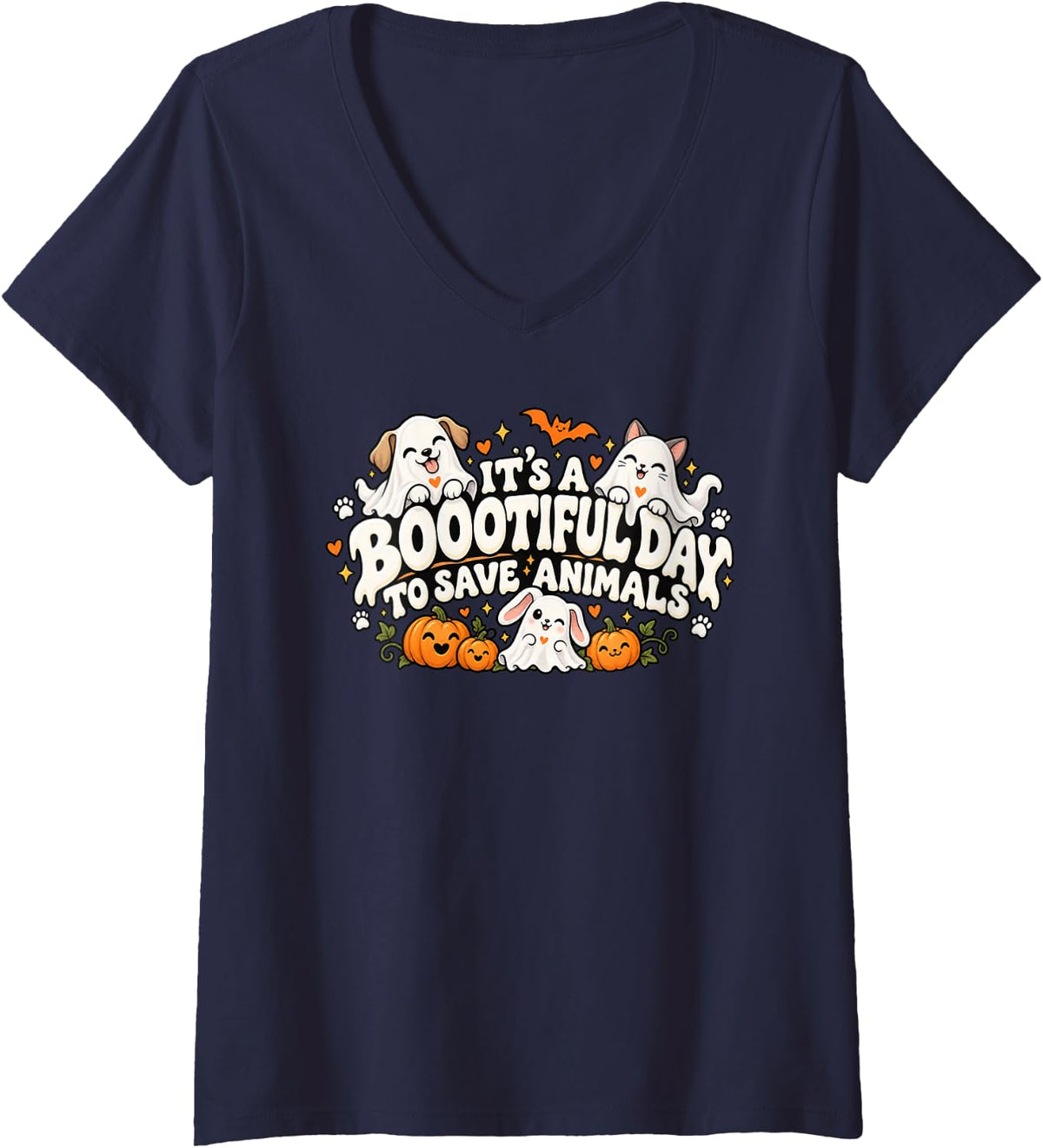 Women's Vet Assistant Vet Tech It's A Bootiful Day to Save Animals V-Neck T-Shirt - Navy Blue