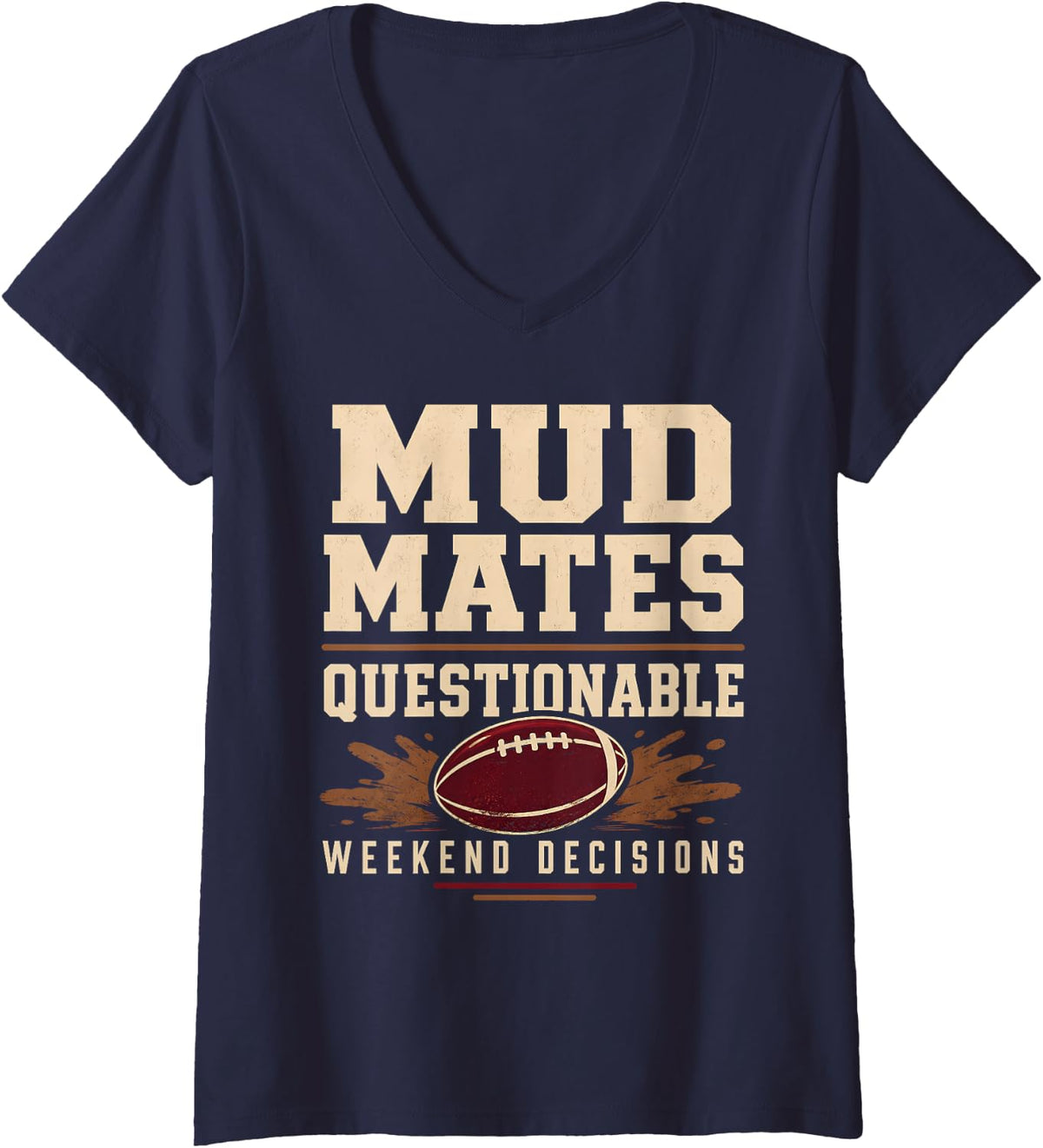 Women's Rugby Weekend Rugby Match Day Social Club Gift V-Neck T-Shirt - Navy Blue