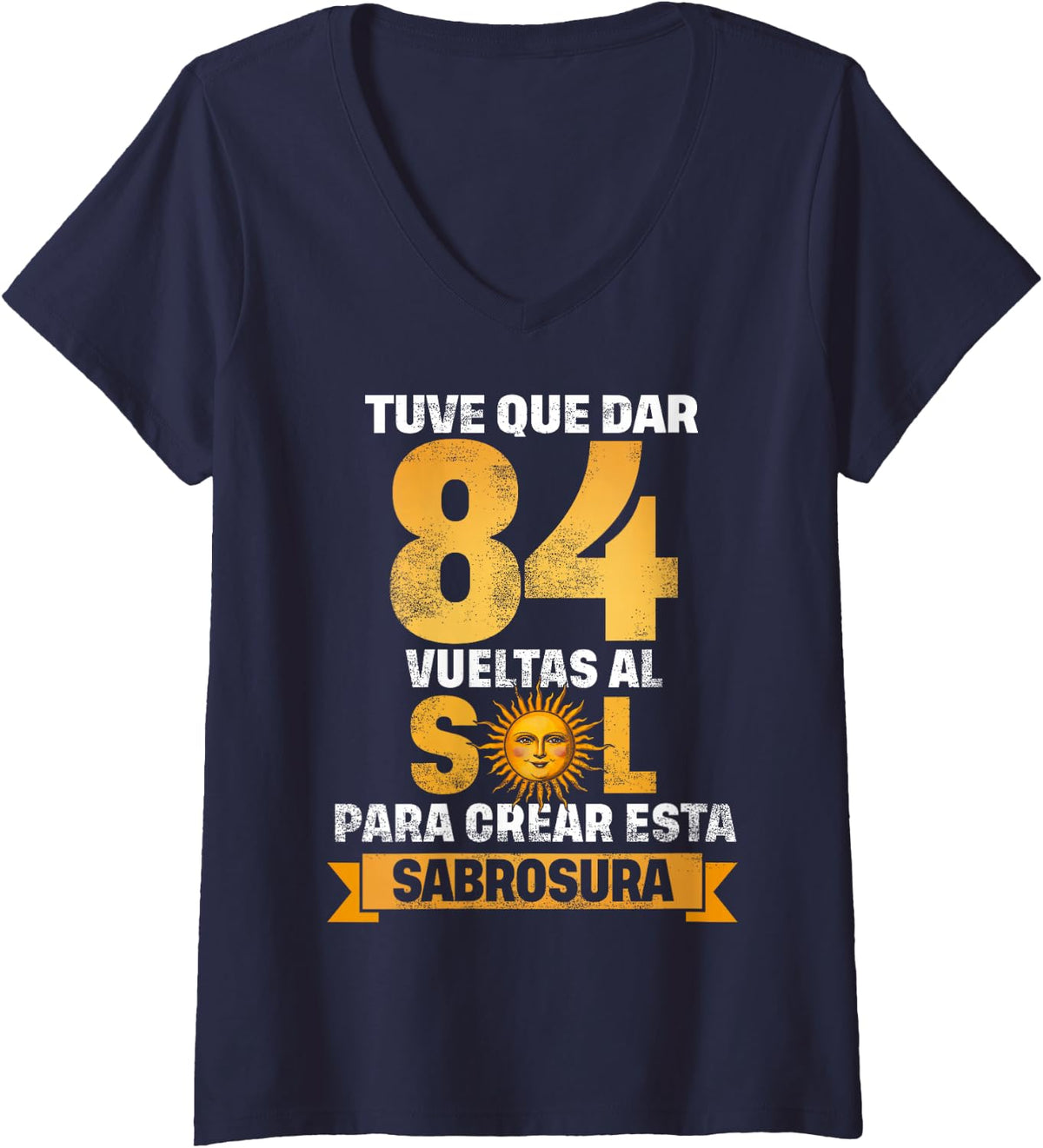 Women's 84th Birthday Gift for Men in Spanish Regalo cumpleanos 84 V-Neck T-Shirt - Navy Blue