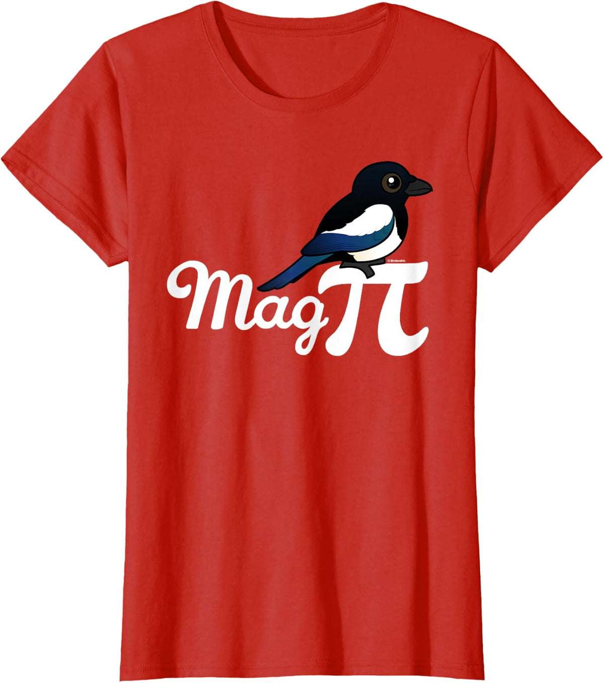 Birdorable Mag PI T-Shirt with Black-billed Magpie Bird Tee for Men Women - Red