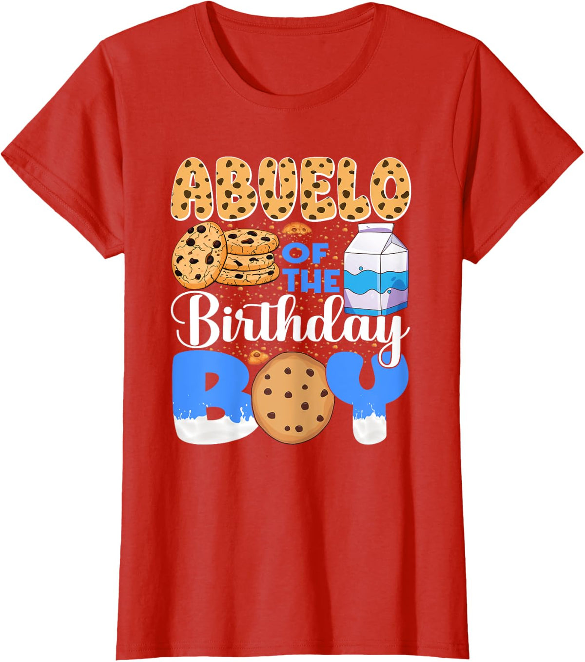 Abuelo of The Birthday Boy Milk and Cookies 1st Birthday T-Shirt - Red