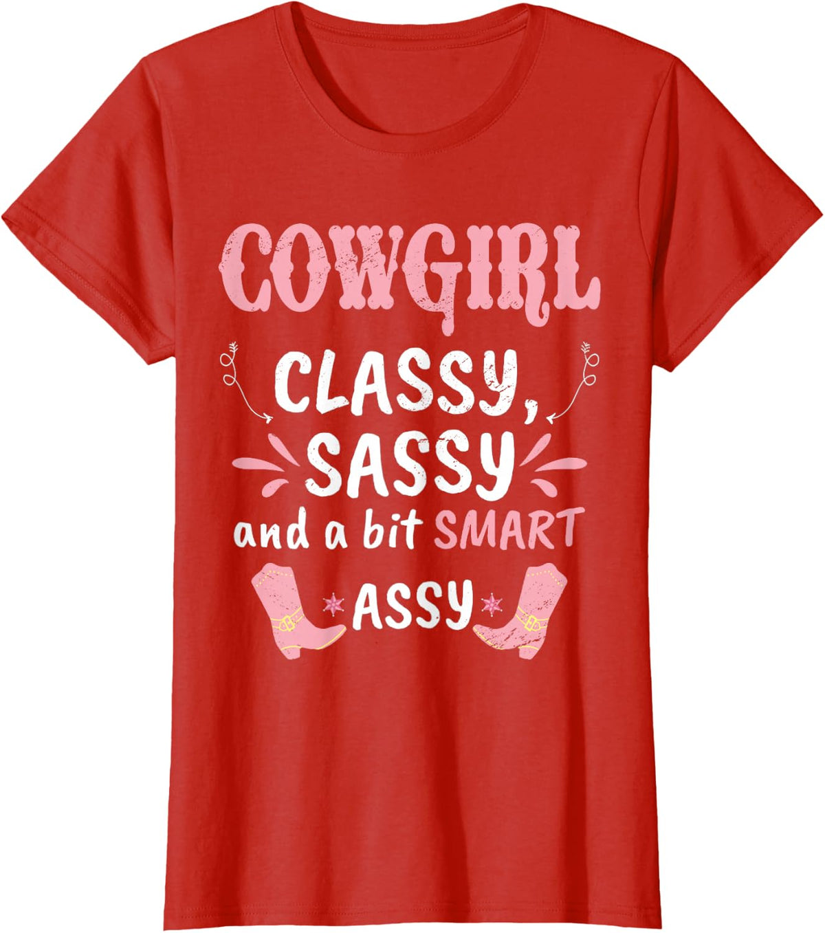 Funny Cowgirl Graphic Women Girls Cowgirl Western Rodeo T-Shirt - Red