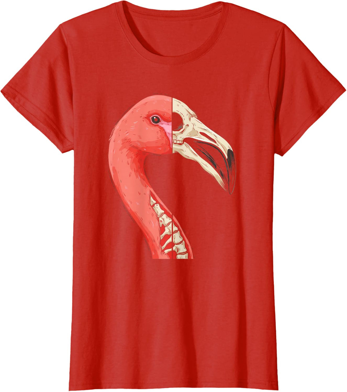 Funny Skull of Flamingos for Women Who Love Tropical Birds T-Shirt - Red