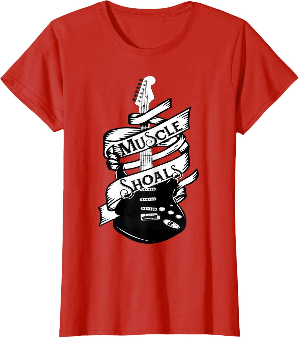 Muscle Shoals Shirt Alabama Music Recording Studio Guitar T-Shirt - Red