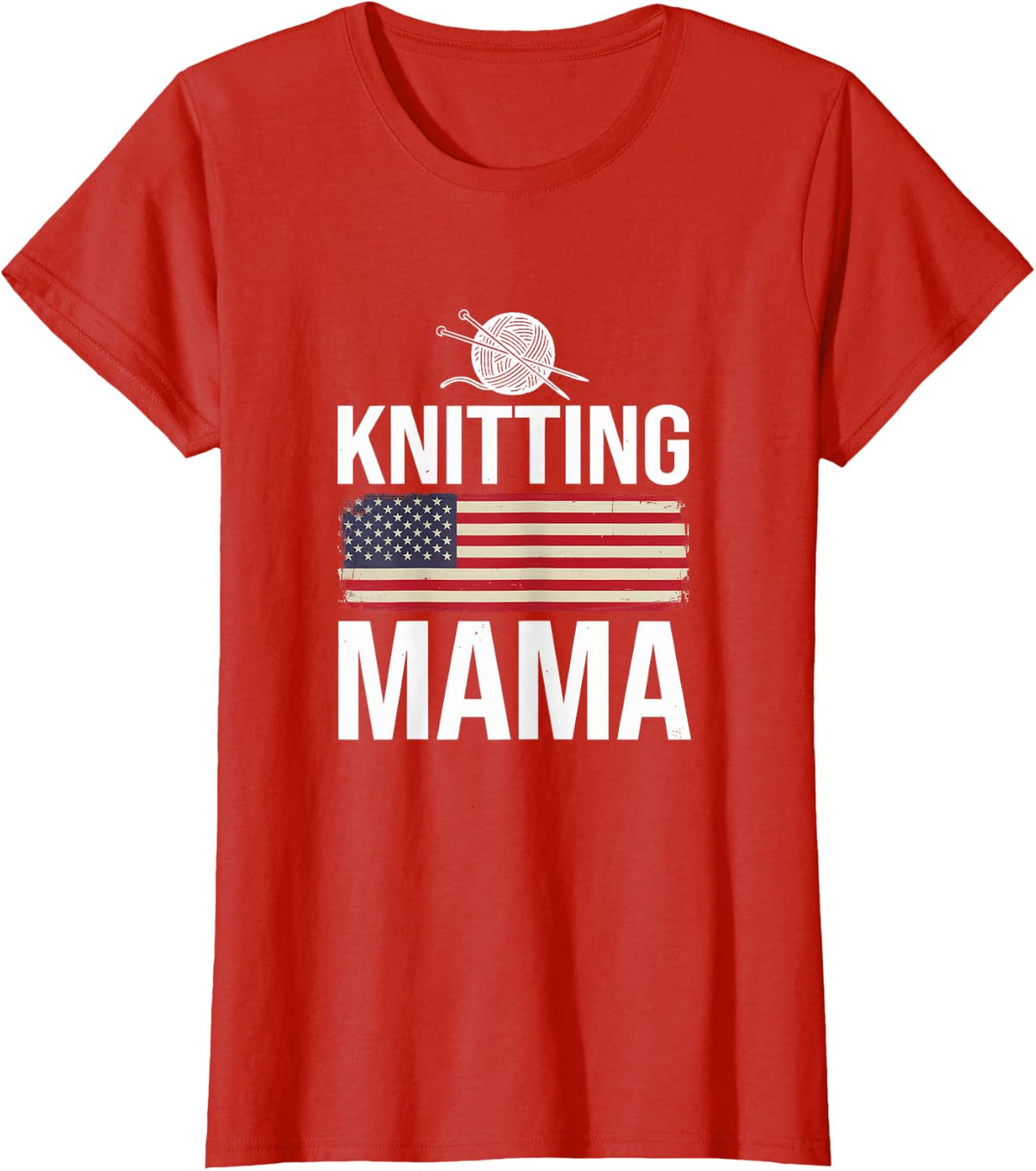 Knitter Mama Knitting USA T-Shirt - Red