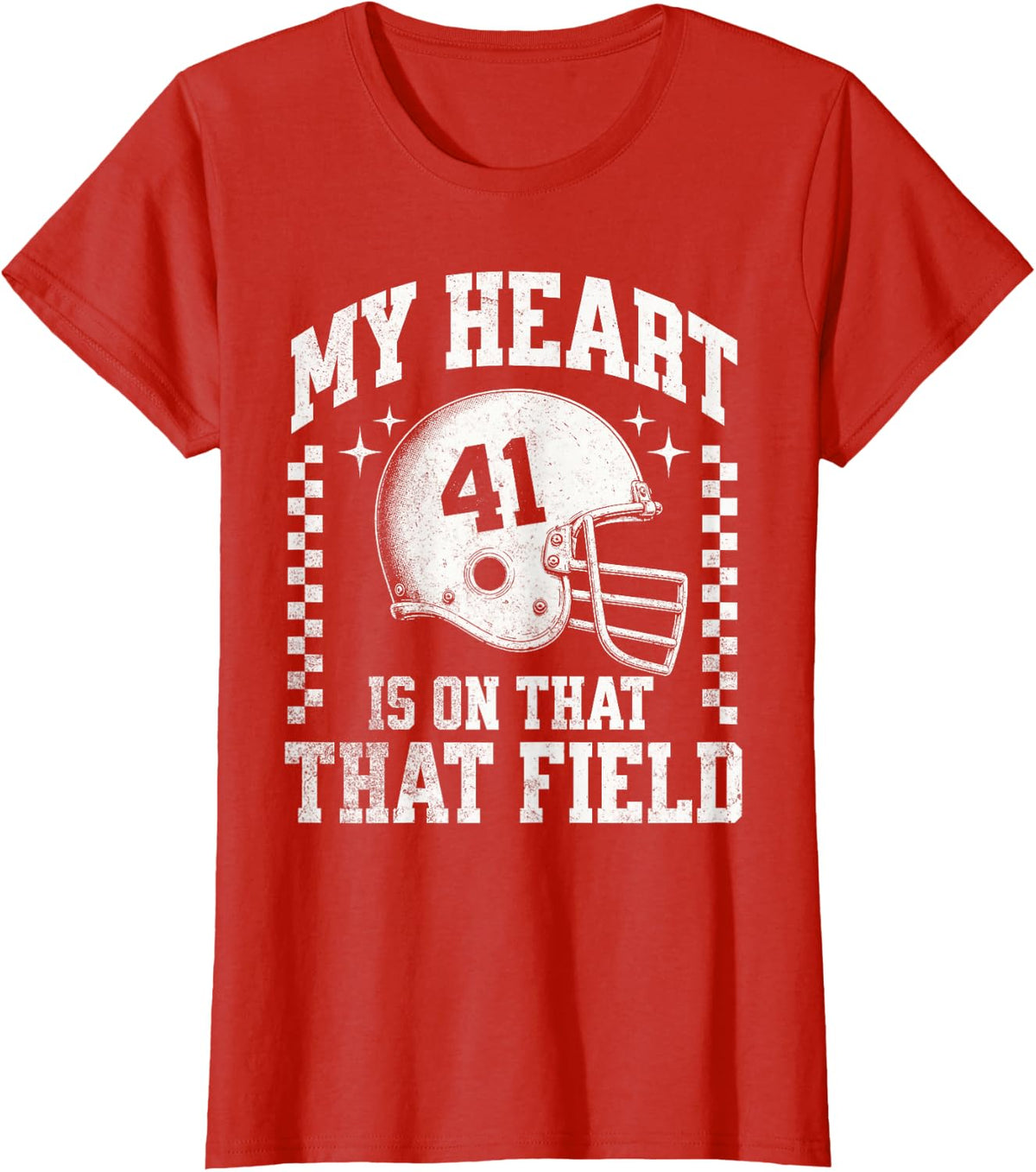 My Heart is On that Field Football 41 T-Shirt - Red