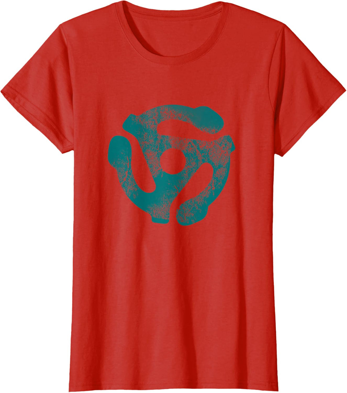 45 RPM Adapter DJ Turntable Record Old Music Teal T-Shirt - Red