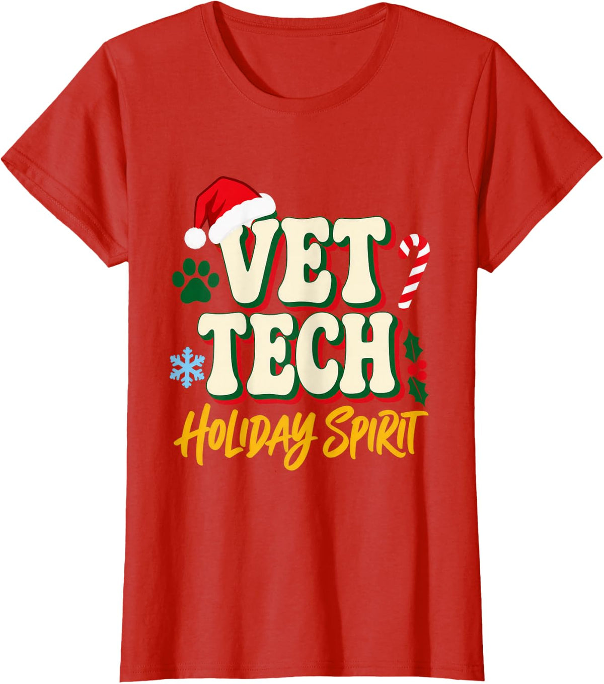 Christmas Vet Tech Christmas Team T-Shirt - Red