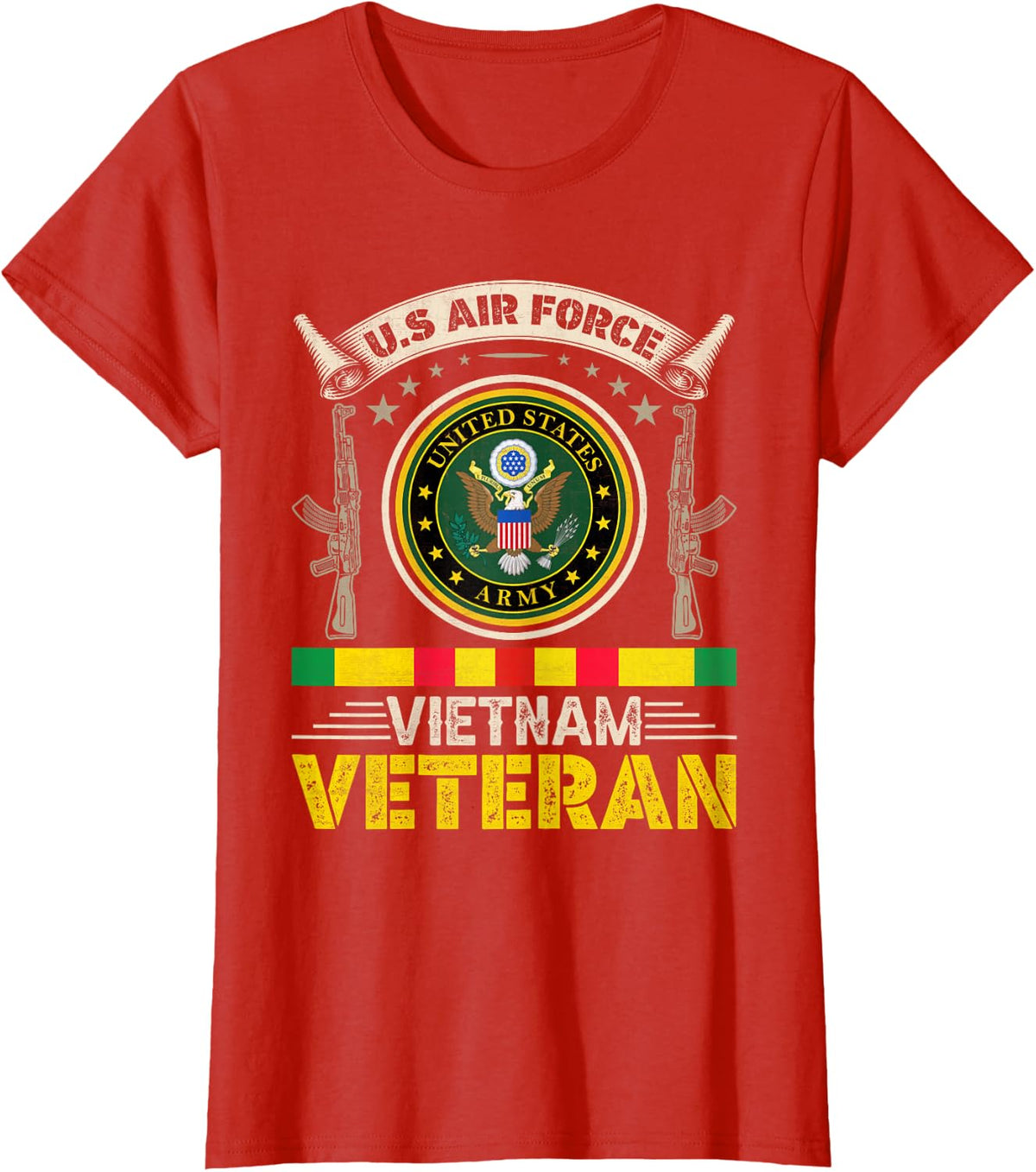 Vintage US Air Force Vietnam Veteran USA Flag Veterans Day T-Shirt - Red