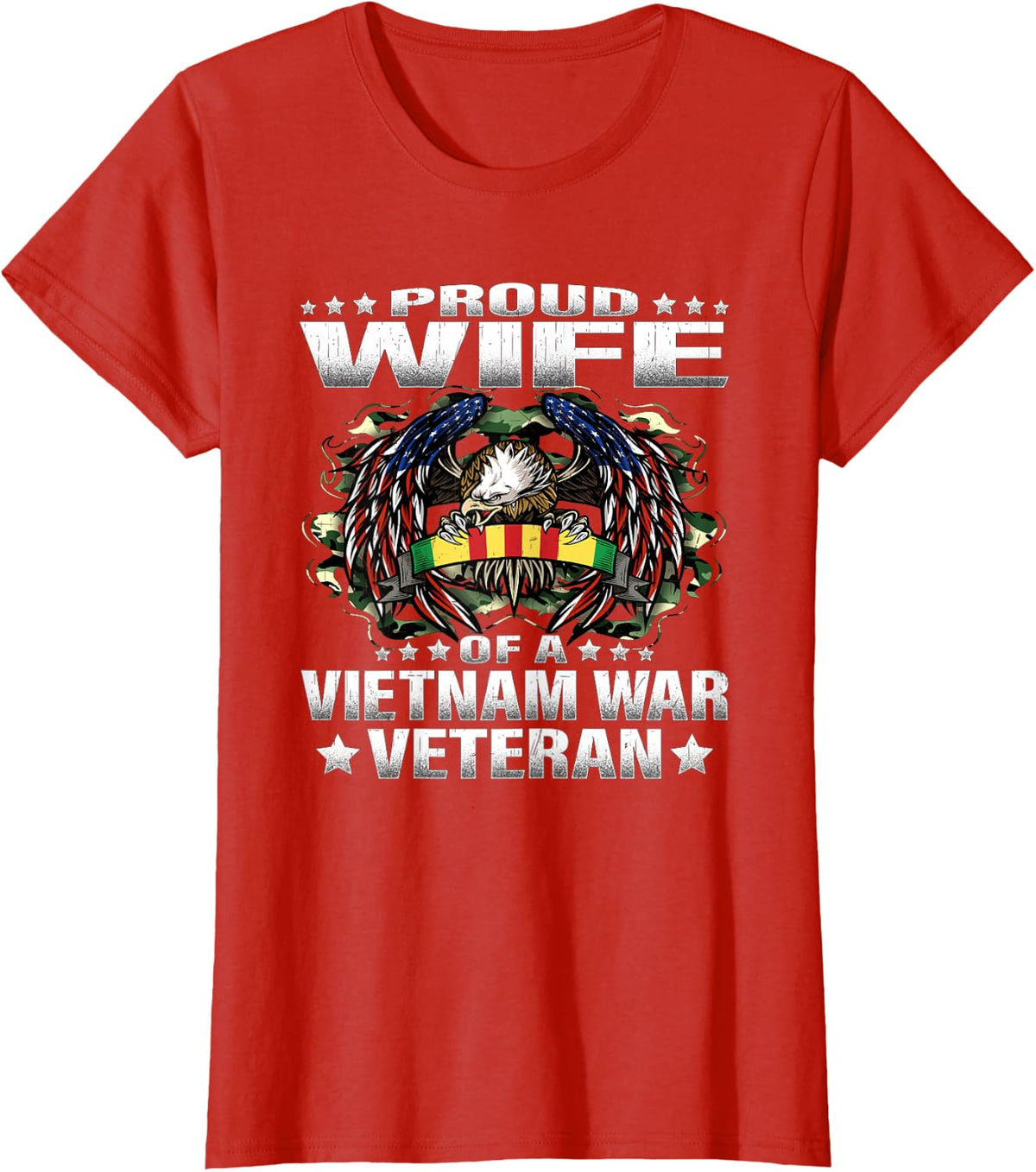 Proud Wife Of A Vietnam War Veteran Military Vet's Spouse T-Shirt - Red