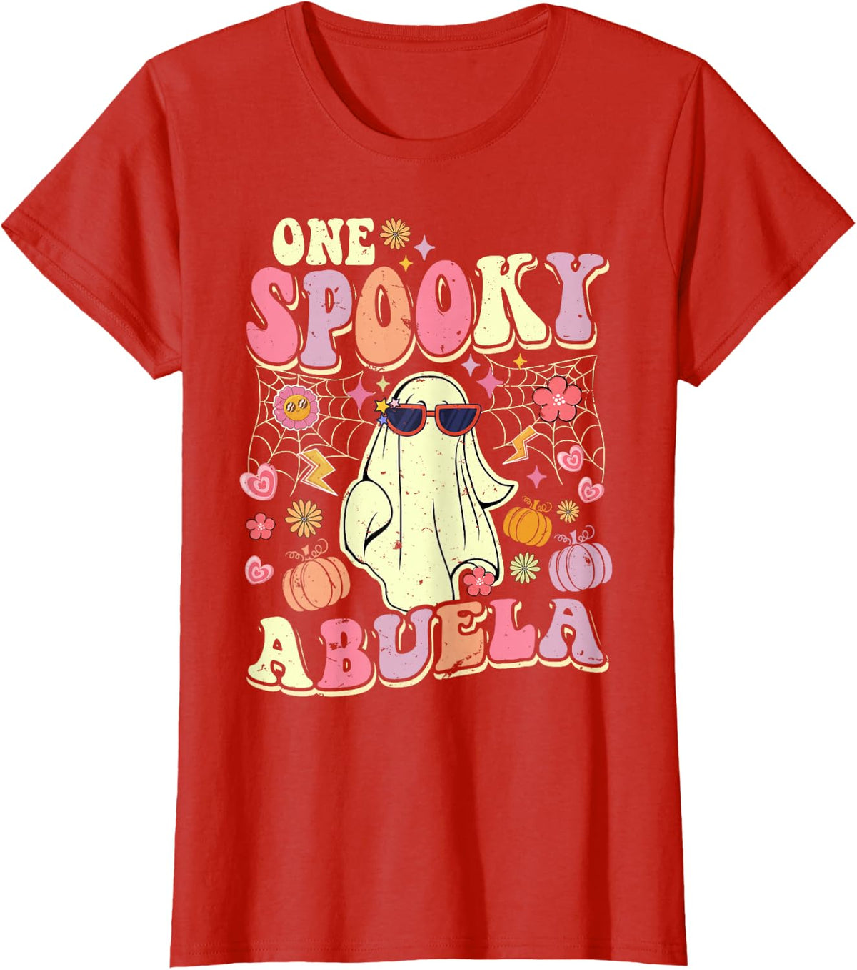 One Spooky Abuela Grandma Halloween Ghost Fun Costume T-Shirt - Red