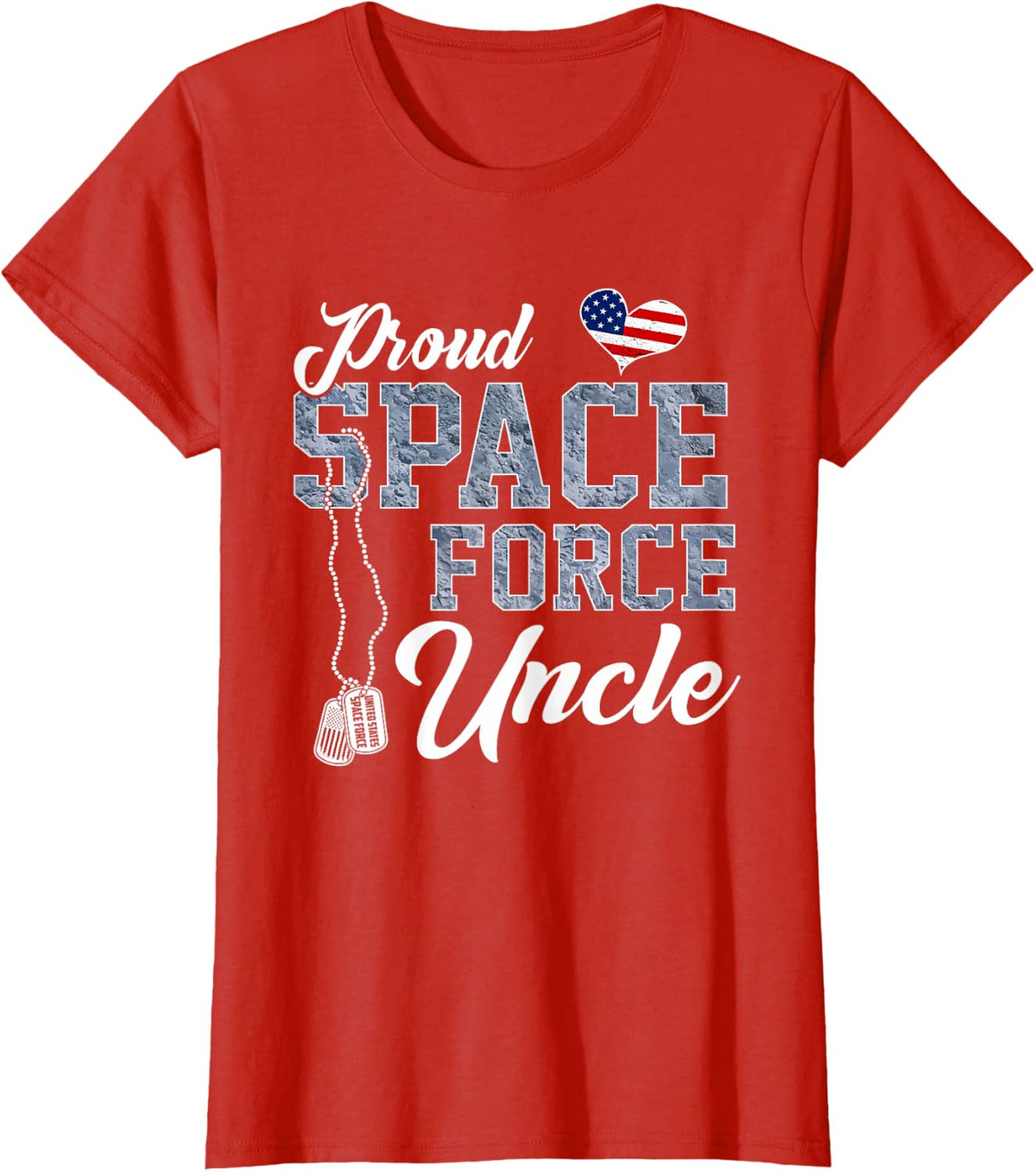 Proud Space Force Uncle US Military Family Matching T-Shirt - Red