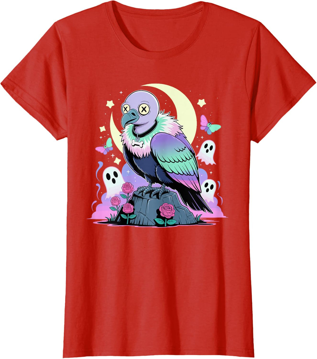 Pastel Goth Vulture T-Shirt - Red
