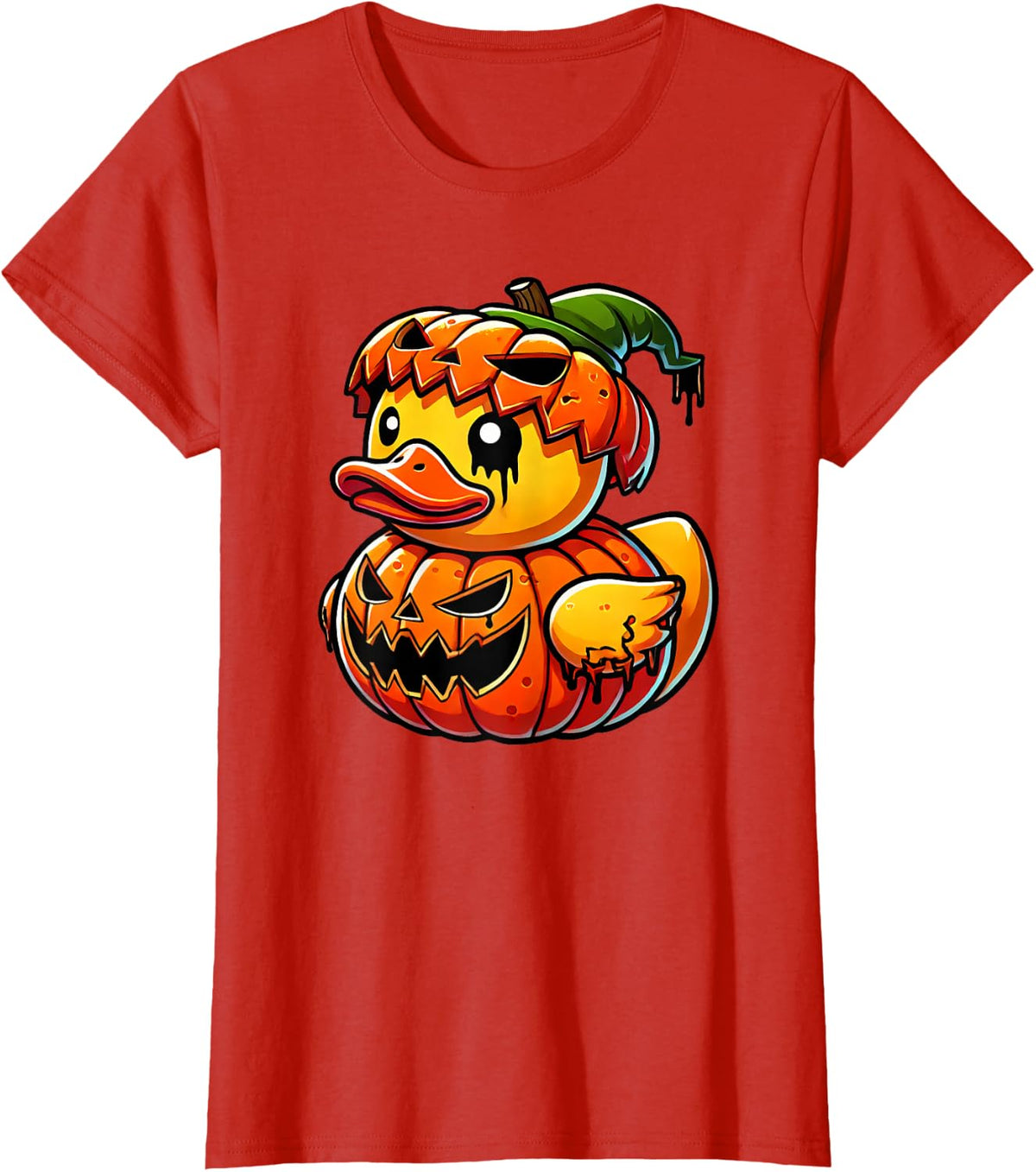 Funny Duck Pumpkin Halloween Costume Boys Girls Kids T-Shirt - Red
