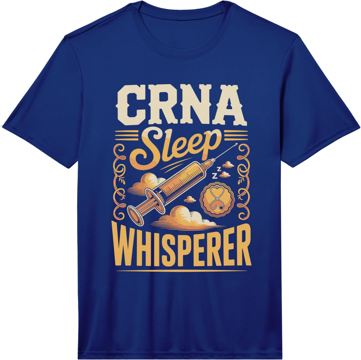 Mens CRNA Sleep Whisperer Performance T-Shirt - Royal Blue